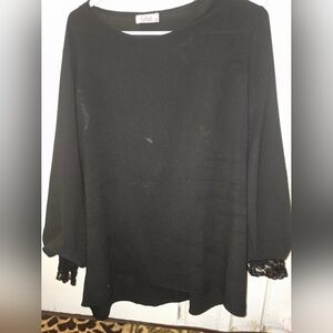 Black Lace Sleeves Top